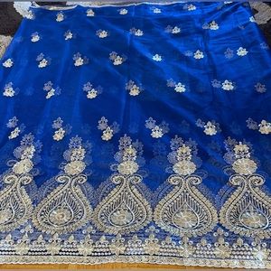 5 meters blue lace fabric Lace Sequins